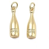 KitBeads 20Pcs Champagne Bottle Charms 18K Gold Plated Brass Drink Alcohol Bottle Charm for Jewelry Making Necklaces Bracelets Earrings Crafts