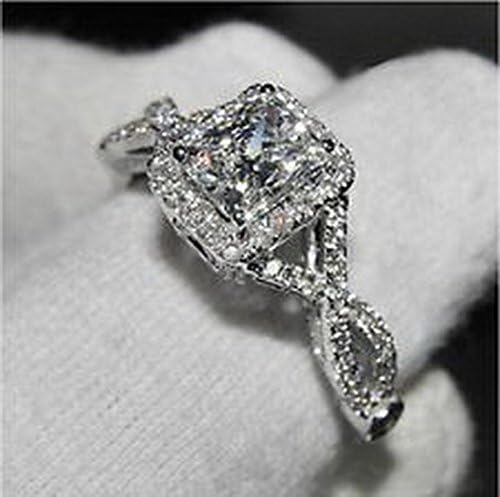Lovely Ring - Classic Princess Cut White Topaz Diamonique 925 Silver Wedding Ring Size5 Gift