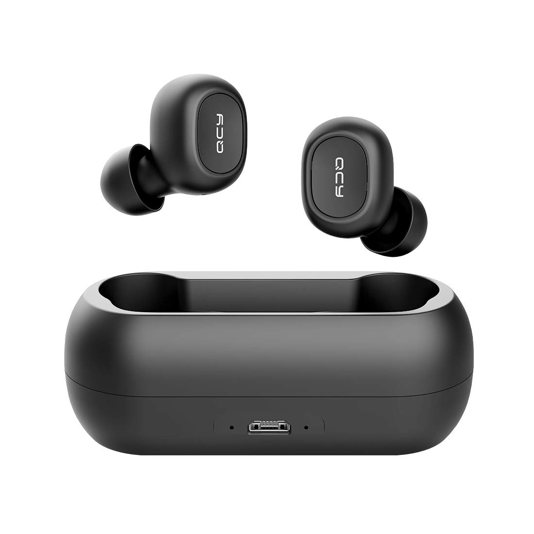 QCY T1 T1C True Wireless Earbuds with Uncapped Charging Case, TWS 5.0 Bluetooth Headphones, Black