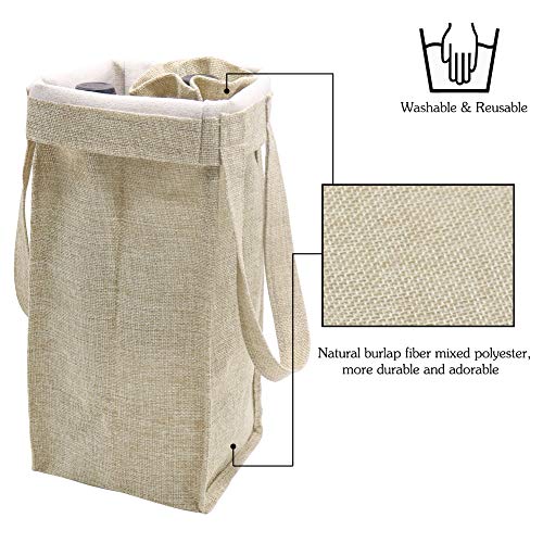 HRX Package 2 Bottle Wine Gift Bags 2pcs with 10pcs Burlap Wine Bags Drawstring, Jute Wine Carrying Bag with Handles, Cloth Wine Bottle Gift Bags Set
