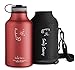 Swig Savvy Vacuum Insulated Stainless Steel Double Wall Wide Mouth Sports Water Bottle with Storage Sleeve, 64 Ounces, Red