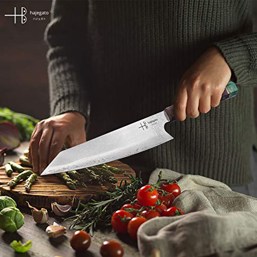 hajegato Damascus Chef Knife Kiritsuke Unique One Of Kind Handle