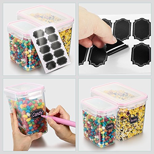 Food Storage Containers Airtight Container - Blingco Set of 6 Food Containers with Lids - BPA Free Suitable For Flour, Sugar - Includes Measuring Cup & 20 FREE Chalkboard Labels & Pen