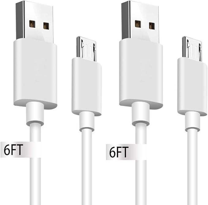 6FT Micro USB Charger Cable 2Pack Fast Charging Cord for