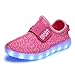 HOFISH Boys Girls Kids Colors Toddler LED Luminous Knit Sneakers USB Charging Light Shoes,Pink,27 M EU / 10 M US Toddler