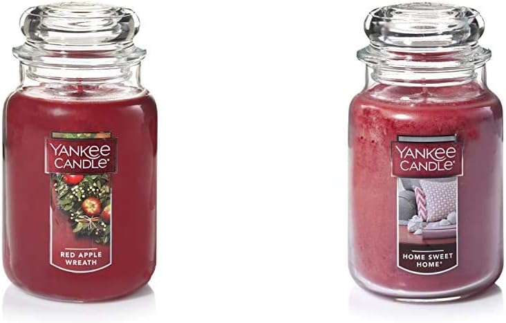 Yankee Candle Large Jar Candle, Red Apple Wreath & Large Jar Candle Home Sweet Home