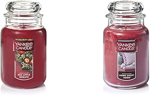 Yankee Candle Large Jar Candle, Red Apple Wreath & Large Jar Candle Home Sweet Home