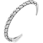 COOLSTEELANDBEYOND Stainless Steel Chain-Link Cuff Bracelet, for Men Women, Open Bangle, Tapered Claw-like Ends