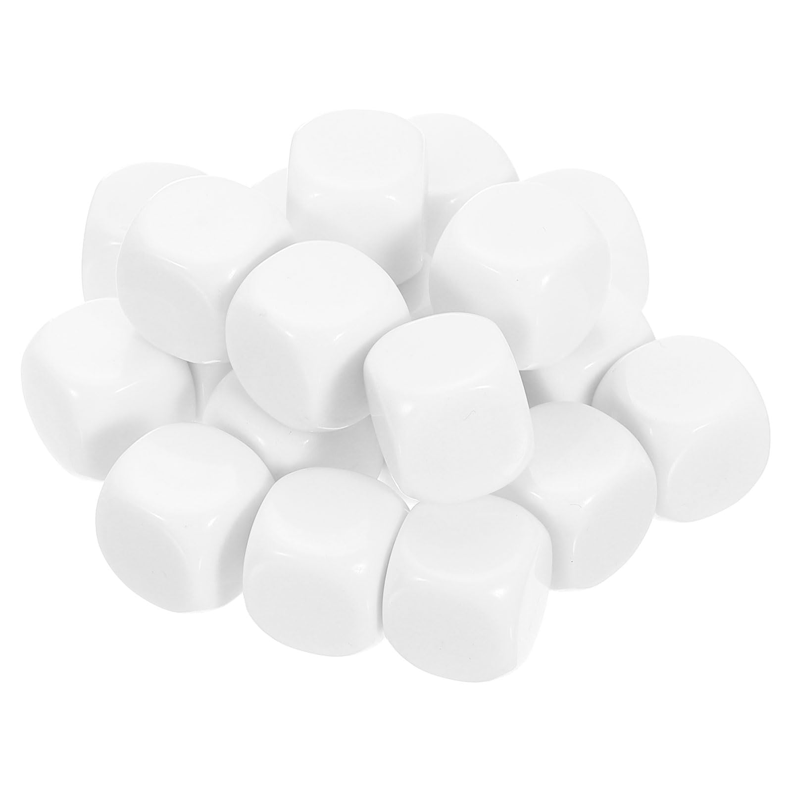 sourcing map 20 Pcs Acrylic Blank Dice Six Sided, 1.6cm/0.63inch Rounded Corners Blank White Dice Cube with Smoothed Surface for DIY Craft Board Game, White