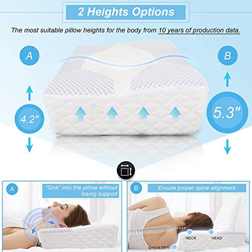 IKSTAR Contour Pillow for Neck and Shoulder Pain, Memory Foam Pillows