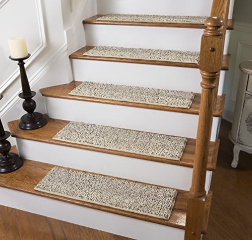 Caprice Traditional Carpet Stair Tread with Adhesive Padding - 9" Deep, by Tread Comfort (1 x 27" Wide Tread, Beach Bum)