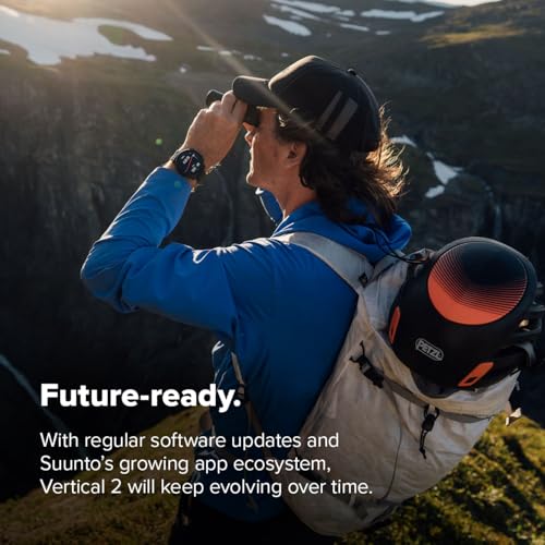SUUNTO Vertical 2 GPS Sport Watch, Bright 1.5” AMOLED Touchscreen, LED Flashlight, 20-Day Battery Life, Offline Maps, Training Metrics & Recovery Insights, Dual-GNSS, 115+ Sport Modes, Black Titanium