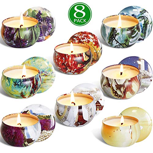 YCYH Scented Candles Gift Set -Lemon, Lavender, Mediterranean Fig,Bergamot,Vanilla,Jasmine,Rose and Spring, Candle Soy Wax for Stress Relief and Aromatherapy, Candles – 8 Pack
