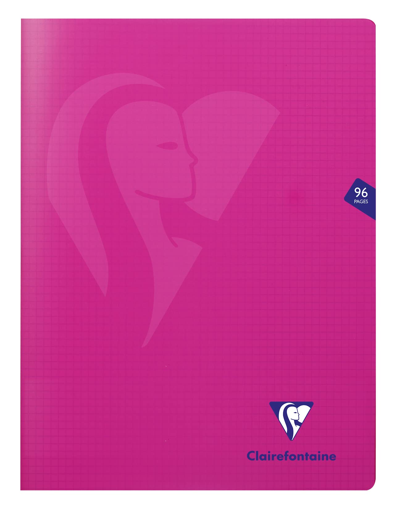 Clairefontaine 313362C - One Set of 10 Mimesys Pink Stapled Notebooks - Dimensions: 24x32 cm - 96 Small Squares Pages - White Paper 90 g - Polypro Cover