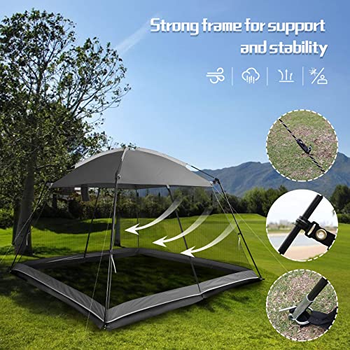 Superrella Screen House 10x10 Ft Square Camping Canopy Tent Sun Shade Gazebo Shelter Perfect for Outdoor Activities, Shale Gray