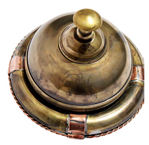 MAH Handcrafted Service Desk Bell Hotel Counter Bell Ornate Solid Brass Hotel Counter Bell Officer Call Bell (Victorian Style) C-3068