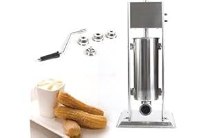 OMOSIROI 5L Commercial Stainless Steel Manual Churro Machine Heavy Duty + 4 Nozzles for home restaurants, bakeries, cafeterias, kiosks, cafeterias, etc