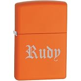 Zippo Classic Matte Orange Windproof Lighter with Personalized Engraving | Free Engraving - Ideal gift for Birthdays, Father's Day, Christmas, Valentine's Day, Weddings, Graduations, Office Events