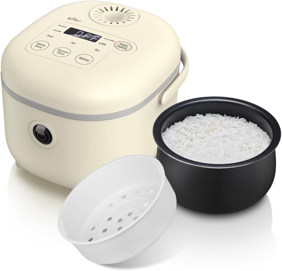 Bear 6-Cup Multifunction Rice Cooker with Steamer Yellow 1-4 People