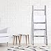 MyGift 54 inch Tall Fully Assembled Wood Blanket Ladder, 5-Tier Wall Leaning Towel Rack, No Assembly, Whitewashed