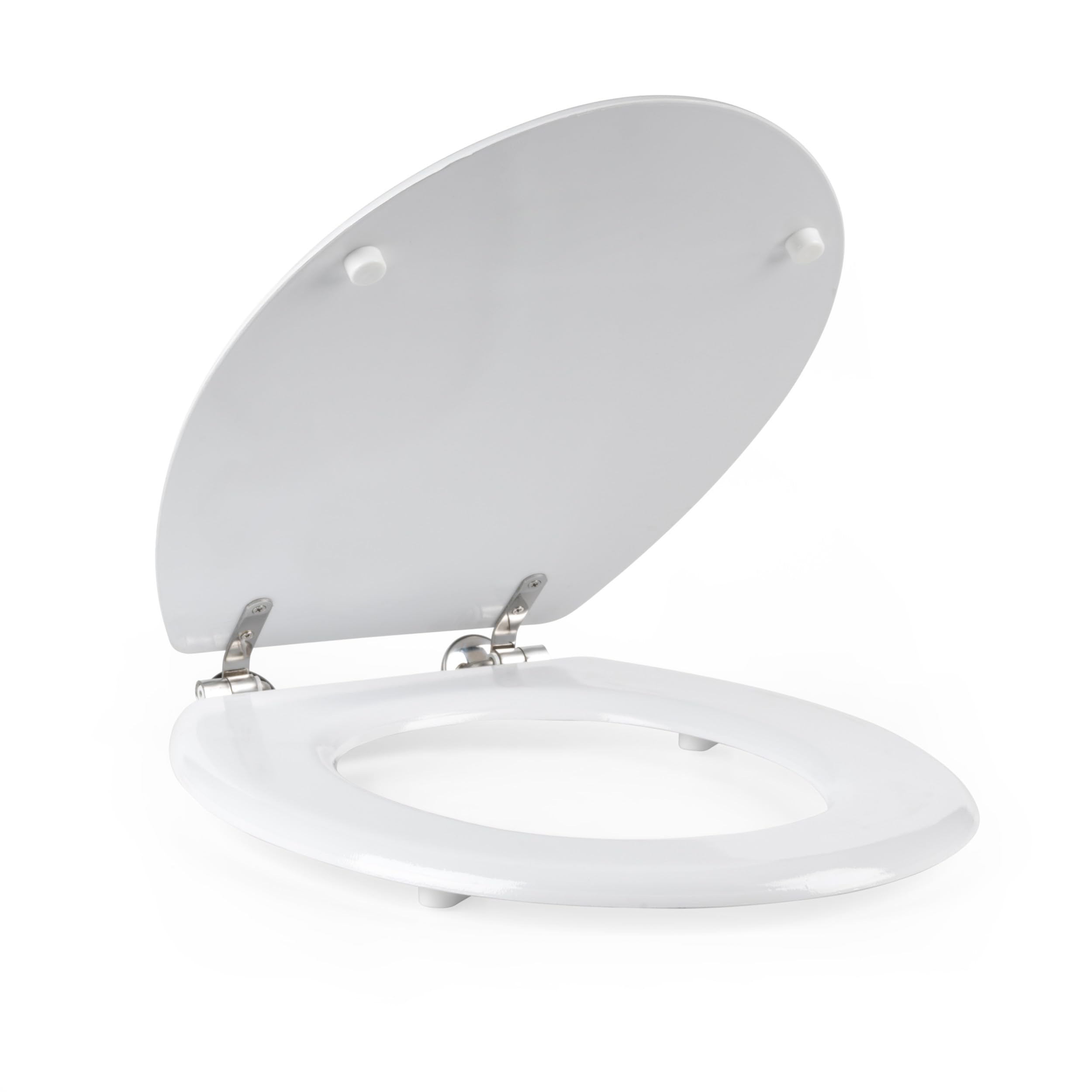 Beldray Toilet Seat - O Shaped White Tongue & Groove Wooden Cover, 18 Inch 36 x 42.8 cm, Fits Most Standard Sized Toilets, Stainless Steel Hinges, Simple Fitting, Quick Release For Easy Cleaning