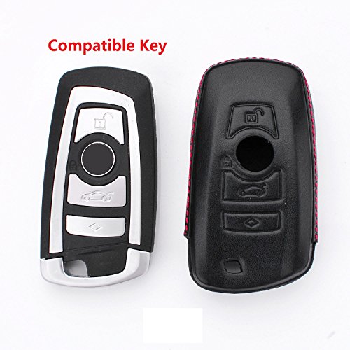 M.JVisun Sleutelhoezen voor autosleutels BMW, echt lederen sleutelhanger hoes voor BMW Smart sleutelhanger lederen hoes… - Afbeelding 3