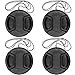 Camera 52mm Lens Cap Center Pinch with Lens Cap Leash Hole Bundle Compatible with Nikon Sony Canon DSLR Cameras & Other DSLR Cameras UV Lens (52mm)- 4 Pack