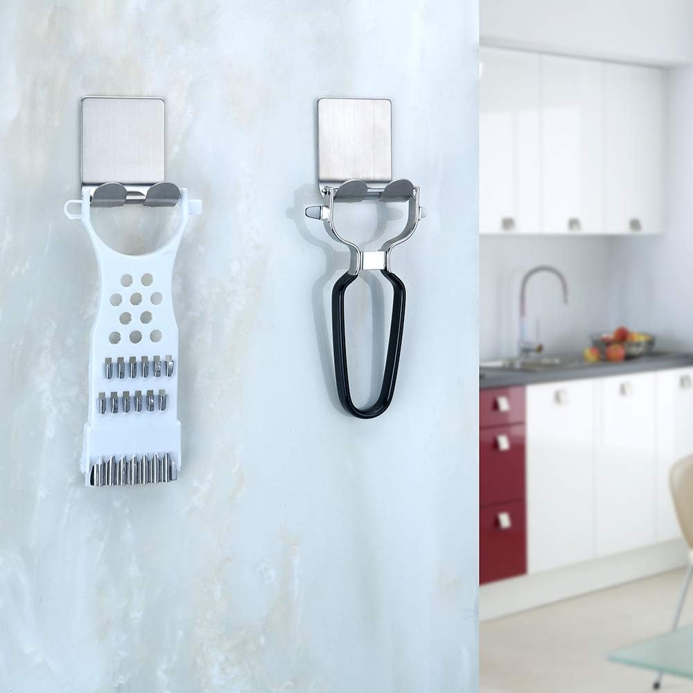 Razor Holder for Shower Self Adhesive Shower Hooks Shaver Holder Hanger Stand Stainless Steel Utility Hook Bathroom Kitchen Organizer for Razors Plug Robe Towel Loofah-4 Packs: Home & Kitchen