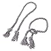 BTSKY 2 Pieces Cotton Curtain Rope Holdback-Handmade Curtain Decorative Tiebacks Vintage Style Drapery Tieback (Grey)