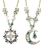 Y&Y Star pack of 2 Jewelry Crystal (Moon Necklace and Sun Necklace) Sweater Chain Necklace