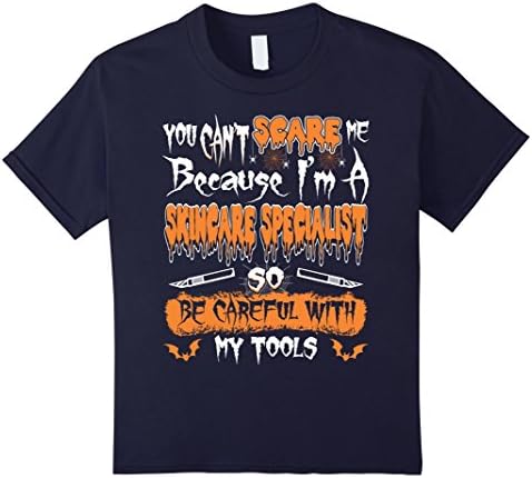 Kids You Cant Scare Me Skincare Specialist Halloween Tshirt 12 Navy