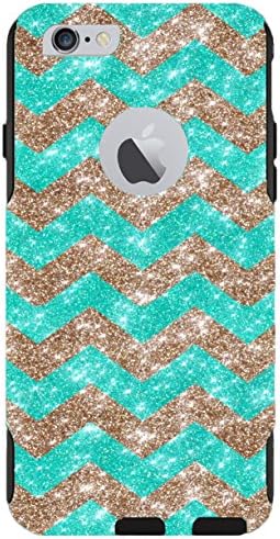OtterBox iPhone 6 Plus Case - OtterBox Commuter Series Custom Glitter Case for iPhone 6 Plus, Retail Packaging - Gold Small Chevron Wintermint/Black (5.5 inch)