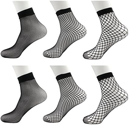 6 Pairs Women's Fishinet Fishing Net Ankle Sheer Short Socks Size 5-9 Shoe Sport Black