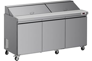 FERUEO 72’’ W Commercial Refrigerator Sandwich Salad Prep Table Refrigerators 3 Door with 18 Pans, Prep Station Fridge for Restaurant, Bars, Shops