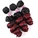 Loose Wave 3 Bundles Synthetic Hair Weave Curly Extensions Two Tone Ombre Color Black To Burgundy 16 18 20 Inches T1/99j