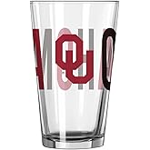 Logo Brands NCAA Overtime Pint Glass, 16oz (Oklahoma Sooners)