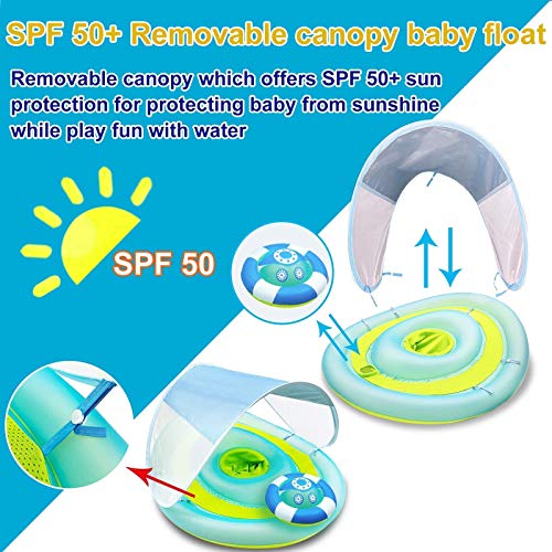 Baby Swim Pool Float with Sun Canopy, SafetySeat & Double Airbag