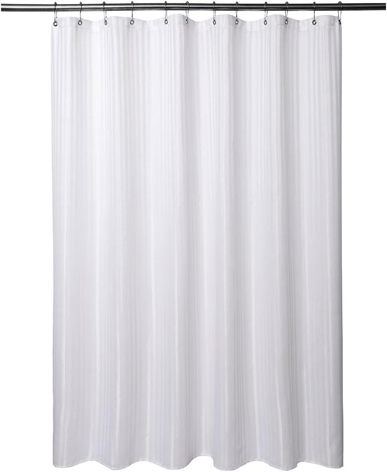 Mrs Awesome Water-Repellent Fabric Shower Curtain or Liner, White 71X72 Inches, Washable Polyester Shower Liner for Shower Stall, Bathtubs,- Dry Quickly, Spa, Hotel Quality