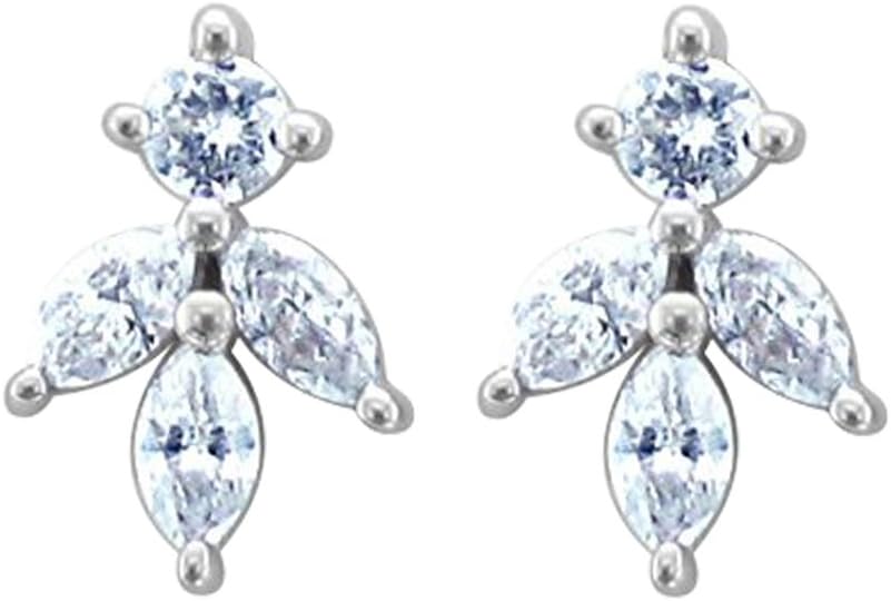 14k White Gold Marquise Clovers Drop Diamond Earrings (1/3 Carat)