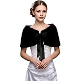 ITODA Women's Bridal Wedding Faux Fur Shawls and Wraps Furry Scarf Sleeveless Stoles with Tie Ribbon for Bride Bridesmaids