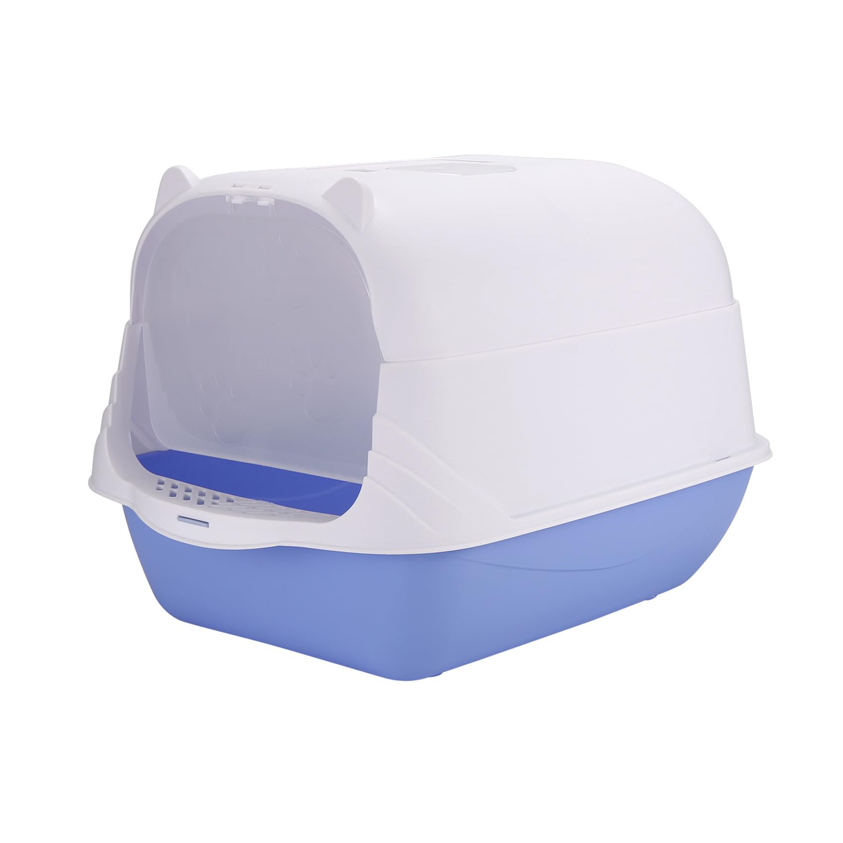 Haskoss 猫用トイレ本体 大型 脱臭ワイド猫トイレ (フルカバー スコップ付き) ホワイト 2WAY出入り方法 蓋付きフード付き猫トイレ 簡単掃除 清潔 飛散防止 持ち運びが容易