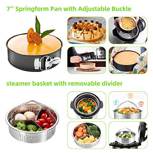 25 pieces Pressure Cooker Accessories Set Compatible with Instant Pot 6 qt 8 Quart- Steamer Basket, Springform Pan, Stackable Egg Steamer Rack, Egg Beater, Silicone Trivet Mats & More