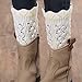 FAYBOX Women's Short Leg Warmer Crochet Boot Cover (Short Ivory)