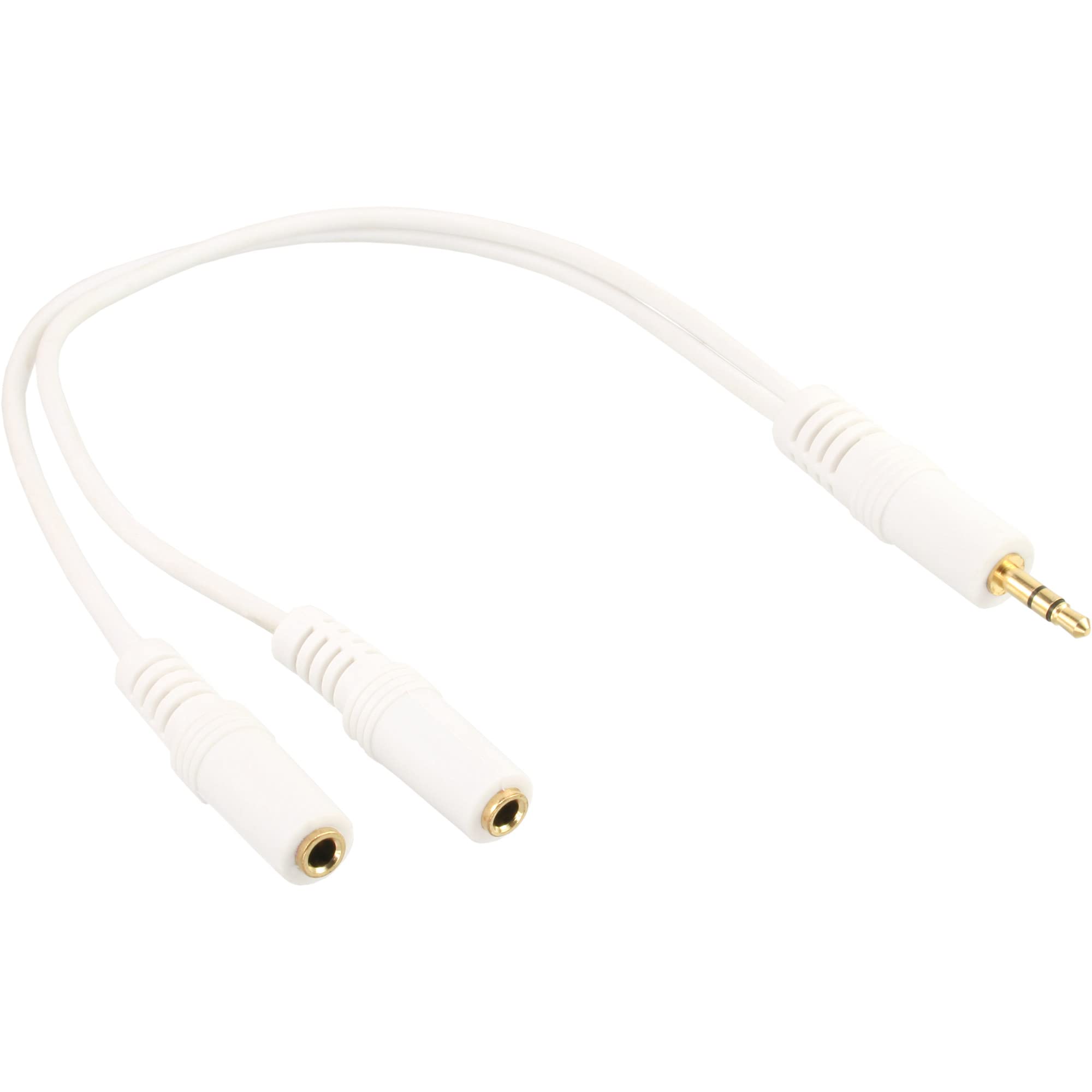 Klinken Y-Kabel – 3,5 mm Klinke Stecker an 2x 3,5 mm Klinke Buchse vergoldet/ – Stereo – White