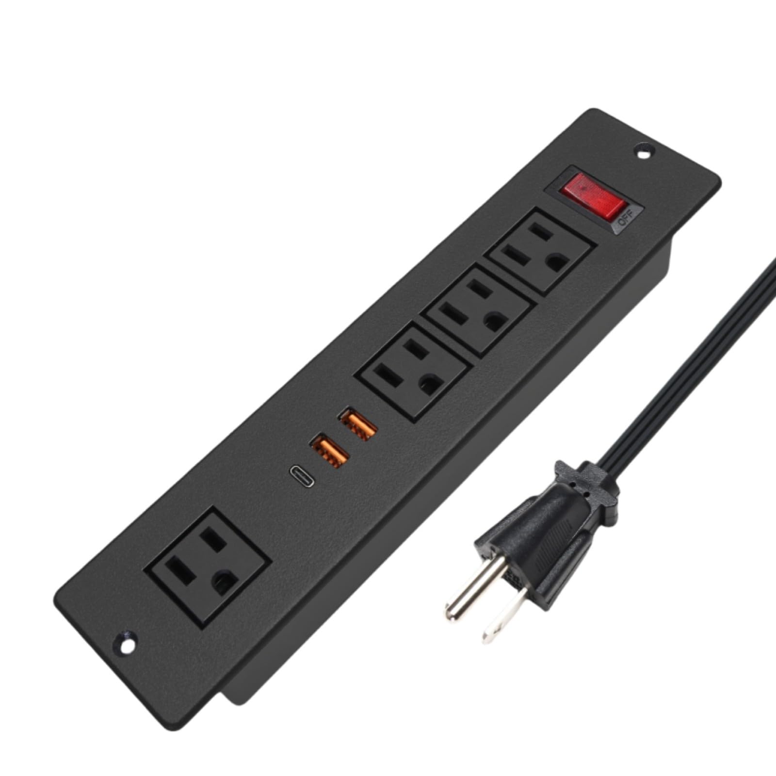 Photo 1 of 20W USB C Recessed Power Strip, Fast Charge Flush Mount Furniture Outlets,Built in Mountable Power Plug for Desk Tabletop Cabinet Drawer Nightstand Black