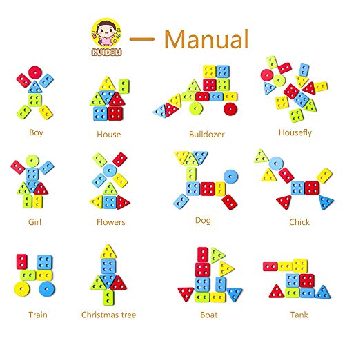 RUIDELI Wooden Geometric Toys for Kids, Educational Geometric Stacking Blocks Shape Color Recognition Puzzle Toys for Toddler Boys and Girls - Thumbnail 4