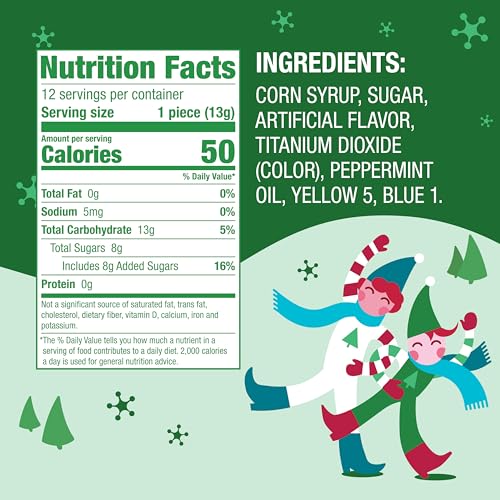 BRACH’S WINTERGREEN CHRISTMAS CANDY CANES, STOCKING STUFFERS FOR KIDS, CHRISTMAS CANDY, 5.3 OZ BOX, 12CT