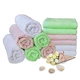 Baby Washcloths Bamboo Bath Towels Organic Reusable Baby Wipes - Hypoallergenic Ultra Soft and Absorbent Face Towel for Sensitive Skin Baby Registry As Shower Gift 12 Pack Baby Wash Cloth 10x10 Inche