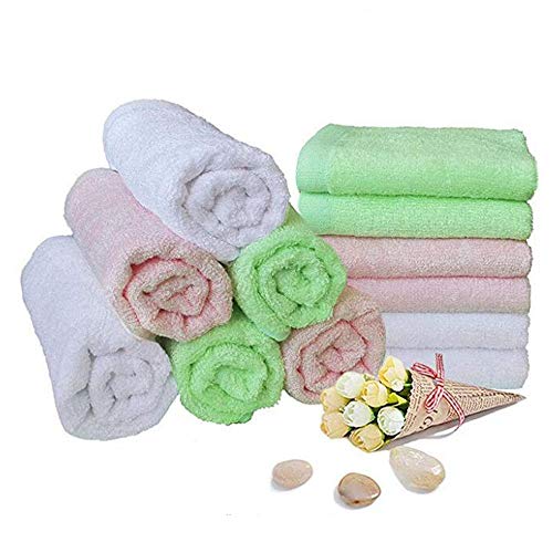 Baby Washcloths Bamboo Bath Towels Organic Reusable Baby Wipes - Hypoallergenic Ultra Soft and Absorbent Face Towel for Sensitive Skin Baby Registry As Shower Gift 12 Pack Baby Wash Cloth 10x10 Inche