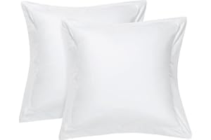 Cotton Delight 2 Pack White 24x24 Euro Pillow Shams, 100% Natural Cotton, 600 TC, Minimalist Style, Envelope Closure